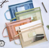 Shivstor 1 Pcs Double Layer Document Organizer Bag With Zipper Handle Mesh File Pouch Letter File Storage Case For School Office