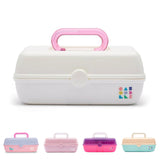 Caboodles Pretty in Petite Makeup Box, TwoTone White on White, Hard Plastic Organizer Box, 2 Swivel Trays, Fashion Mirror, Secu