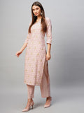 Gosriki Women'S Cotton Blend Straight Printed Kurta With Pant (Pat 11 Pink-Nw-Gs_M_Pink_Medium),Pink,,B0CM9HDR4L