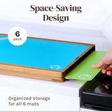 Bamboo Cutting Board Set with Holder & 6 Mats