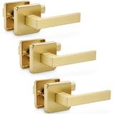 Linkaa Interior Passage Door Handle Brass Gold Lever Handles for Closet and Hallway Doors,Keyless Door Knob with no Lock,Heavy D