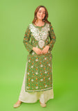 Gosriki Women'S Rayon Blend Straight Chikankari Embroidered Kurta (Nakusha Green-Gs_Xxl_Green_Xx-Large),Green,2,B0D672N548
