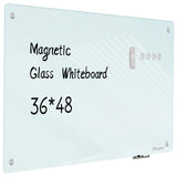 Magnetic Glass Whiteboard - Glass Dry Erase Board 48x36 Large Frameless Board for Walls Office School and Home