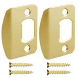 Siwil Door Strike Plate Univeral, 2-1/4 inch x 1-7/16 inch, Round Corner - 2 Pack (Gold)