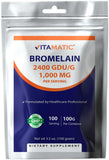 Vitamatic Bromelain Powder 1000mg per Serving - 2400 GDU/g, Proteolytic Enzymes, Supports Digestion of Proteins, 100 Grams - 100