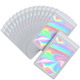 EONJOE 100-pack 3 5 inch mylar bags with clear window holographic resealable sealable packaging zip bag for small bussiness jew