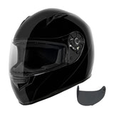 VCAN VX Lightweight Full Face Motorcycle Street Bike Helmet with Extra Tinted Visor DOT Approved (Gloss Black, Small)