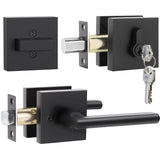 Exterior Door Lock Set, Ohuhu Heavy Duty Deadbolt Lock- Entry Door Locksets with Deadbolt Matte Black Front Door Handle Modern C