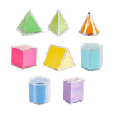 HEAVENGLOW 8Pcs Geometric Solids 3D Shapes & 2D Folding Nets for Teacher Aids Classroom