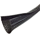 Electriduct 3 Side Entry Cable Wrap Braided Sleeving with Hook & Loop Fastener - 10 Feet (Black)