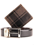 Bacca Bucci Mens Premium Gift Combo Classic Wallet & Stylish Belt In Elegant Wooden Box Waist 2830 Black And Brown