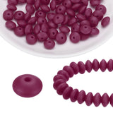 HARFINGTON 100Pcs Silicone Beads 12mm Lentil Rubber Focal Beads Bulk for Pens Keychain Bracelet Necklace DIY Crafts Making, Burg