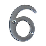 RCH Hardware 2276SC075 | Solid Brass 3 Tall House Number 6, Satin Chrome Matte Silver Matching Screws Included