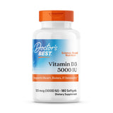 Doctors Best Vitamin D3 5000IU, Non-GMO, Gluten & Soy Free, Regulates Immune Function, Supports Healthy Bones, White, No Flavou
