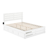 AFI Oxford Bed with Footboard and USB Turbo Charger with 2 Extra Long Drawers, Queen, White