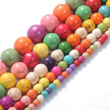 Stone Beads 6mm Colorful Turquoise Gemstone Round Loose Beads Crystal Energy Stone Healing Power for Jewelry Making DIY,1 Strand