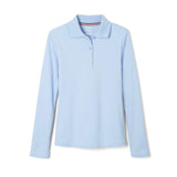 French Toast Girls Toddler Uniform Long Sleeve Polo with Picot Collar (Standard & Plus), Light Blue, 2T