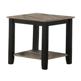 Benjara Wooden End Table with One Open Shelf, Black and Gray