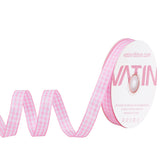 VATIN Pink and White Gingham Ribbon,Polyester Woven Edge,3/8 Inch x 10 Yards
