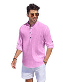 Bellstone Men'S Cotton Solid Regular Fit Dress Shirt (Kurta1500_Single_Light Pink_M
