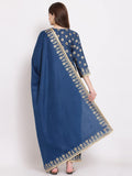 Gosriki Women'S Cotton Blend Kurta With Palazzo & Dupatta (Kpzd-Cot-10001-Dark Blue_M-Go_Dark Blue_Medium),Dark Blue,,B09LS4T64S