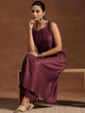 Libas Women'S Silk Blend Woven Design Kurta Set (36781 Burgundy Burgundy Xs