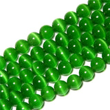 Dark Green Cat Eye Beads Round 12mm Semi Precious Gemstone Loose Beads for Jewelry Making (31-33pcs/strand)