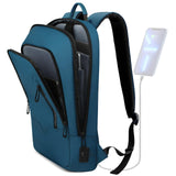 hk Backpack for Men Business Slim Backpack with USB Charger Computer Lightweight Anti-theft Travel (Dark Blue, 15.6 Inch)