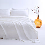 Candoury Satin Sheets Queen Bed Set 4 Pcs, Soft and Durable Pillowcase, Flat Sheet and Fitted Sheet, Hotel Luxury Silky Satin Sheets Set(Queen, White)