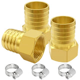 Uenede 3PCS Brass Hose Barb Fittings 3/4 NPT Female to 3/4 Barb Adapter Connector Include 3 Stainless Steel Clamps for Water/Oil
