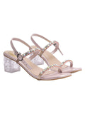 Shoetopia Embellished Rhinstone Silver Heeled Sandals For Women & Girls /Eu41,Rose-Gold,8,B0F3191DYX