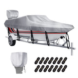 VINPATIO Boat Cover with Motor Cover, 20-22 ft Heavy Duty 100% Waterproof Boat Covers Marine Grade Bass Boat Cover Fits V-Hull R