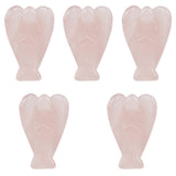 mookaitedecor Set of 5 Rose Quartz Crystal Angel Figurines, 1.5 inch Mini Guardian Angel Statue Carving Pocket Stone Sculpture f