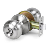 LOQRON Privacy Door Knob, KEYLESS Interior Door Lock Right and Left Side Bedroom, Bathroom, Satin Nickel,1 Pack
