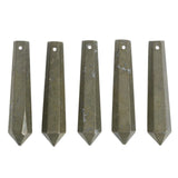 50mm Natural Pyrite Hexagonal Wand Jewelry Making Crystal Pointed Chakra Reiki Healing Beads 2mm Hole Drilled(Pack of 5)