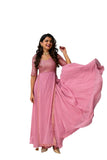 Wedani Pink Georegtte Anarkali Gown For Women,Pink,XL