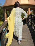 Pinkmint Women Floral Printed Kurta And Pant Set With Dupatta Yellow1 L