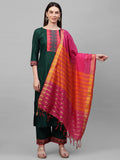 Anni Designer Women'S Cotton Blend Straight Printed Kurta With Pant & Dupatta (My Hit Nw Dark Green_M_Dark Green_Medium),Dark Green,M,Cotton Blend,Straight,