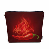Kalygon Chili Pepper Cosmetic Travel Bag For Toiletries, Fire Hot Spicy Red Chili Pepper Makeup Bag Toiletry Bags For Women, Fla