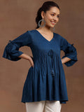 Libas Women'S Silk Blend Regular Kurti (29153_Blue Blue Xl