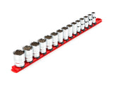 TEKTON 1/2 Inch Drive 12-Point Socket Set with Rail, 15-Piece (10-24 mm) | SHD92104