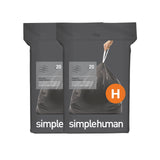 simplehuman Code H 40 Count, Genuine Odorsorb Custom Fit Liners, Drawstring Odor Absorbing Trash Bags in Dispenser Packs, 30-35