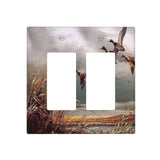 Rustic Wild Ducks Hunting Flying Light Switch Cover 2 Gang Rocker Wall Plate Decorative Double Decora GFCI Faceplate Electrical