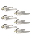 Asidrama 6 Pack Privacy Brushed Satin Nickel Door Handles, Door Lever with Door Knobs Indoor for Bedroom or Bathroom, Heavy Duty