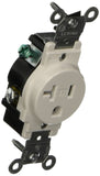 Leviton T5020W 20Amp 125Volt NEMA 520R, 2Pole, 3W, Narrow Body Single Receptacle, White