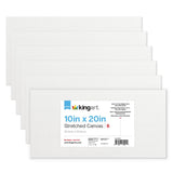 KINGART Stretched White Canvas Set - Rectangle, 10x20 Inch, 6-Pack - 100% Cotton, Triple Gesso Primed - 5/8 Profile Back-Stapled