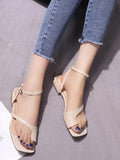 Shoetopia Solid One-Toe Cream Flat Sandals Or Women & Girls /Uk6,Cream,6,B0BZPTG8SC