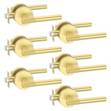 FILTA 6 Pack Gold Door Handles Interior Passage Door Handle Knurled Keyless Door Levers Handle for Bathroom Bedroom Heavy Duty D