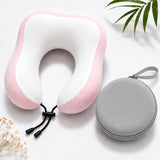 Woffely Memory Foam Travel Neck Pillow With Carry Case, Adjustable Drawstring Support, Soft Breathable Cover, Portable Airplane