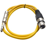 Seismic Audio - SATRXL-F2 - Yellow 2' XLR Female to 1/4 TRS Patch Cable